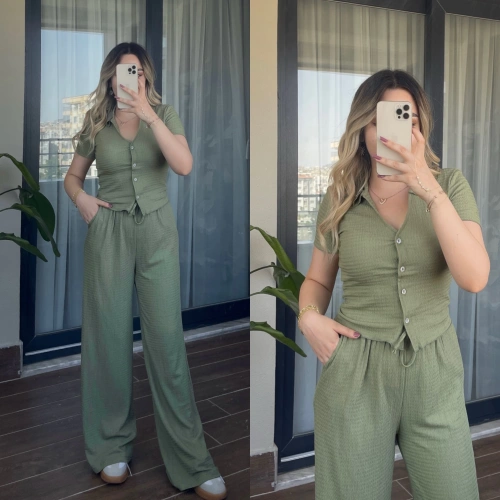 İkili Basic Gofre Takım Yeşil