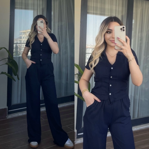 İkili Basic Gofre Takım Lacivert