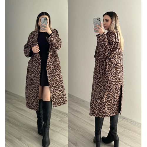 Leopar Desen Trençkot