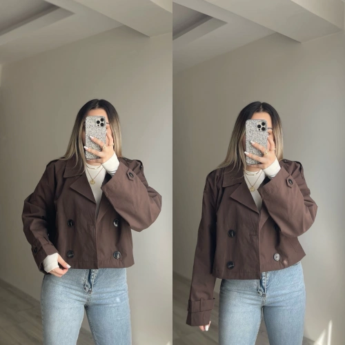 ZR Model Kısa Acı Kahve Trenç