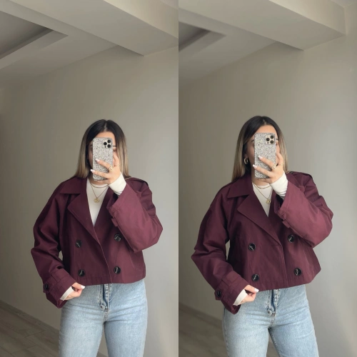 ZR Model Kısa Bordo Trenç