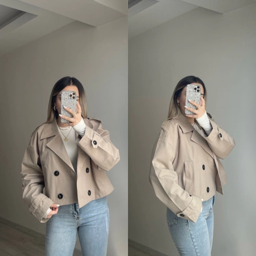 ZR Model Kısa Taş Rengi Trenç