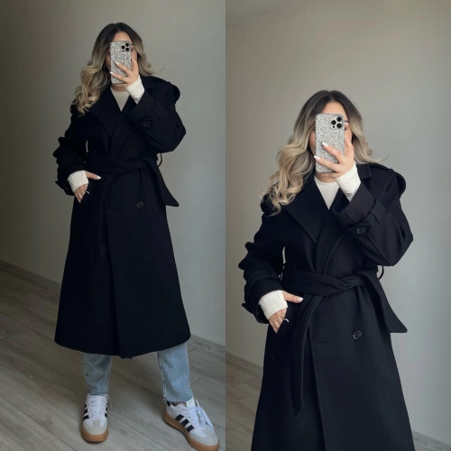 Premium Kaşe Kaban Siyah