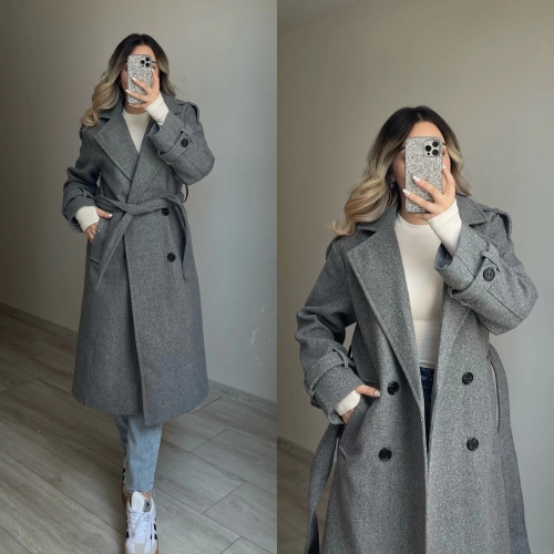 Premium Kaşe Kaban Gri