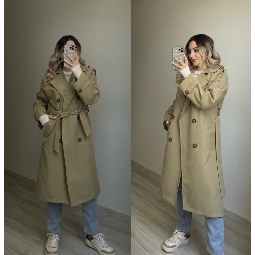 Premium Kalite Yeşil Trençkot