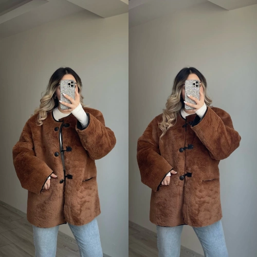Mng Model Peluş Mont Kahverengi