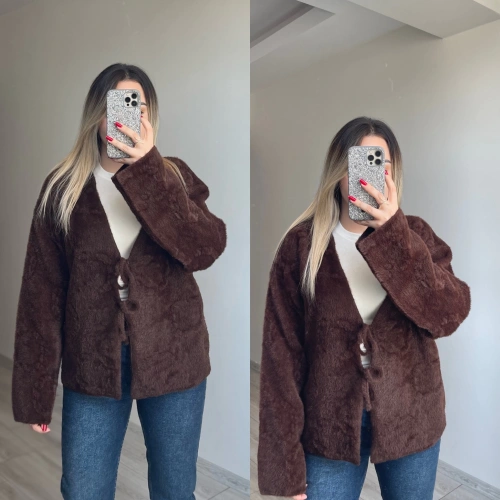 Yumoş Dokulu Pinterest Hırka Acı Kahve