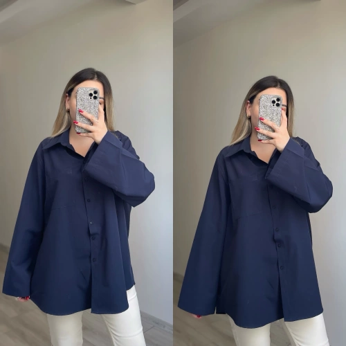 Oversize Gömlek Lacivert