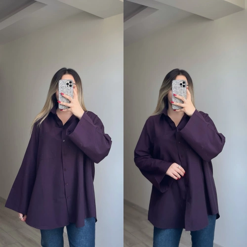Oversize Gömlek Mürdüm
