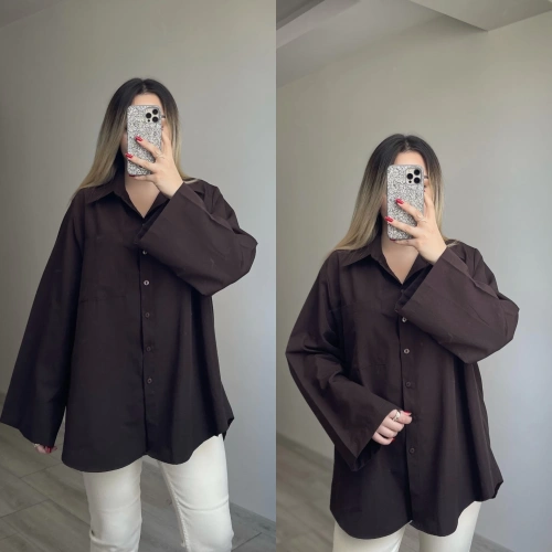 Oversize Gömlek Acı Kahve