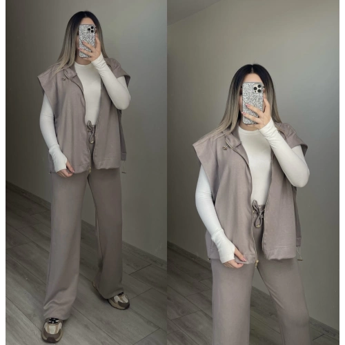 Ntwrk Kapuşonlu Yelek Takım Vizon