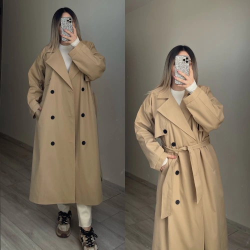 Mssimo Bej Oversize Trençkot