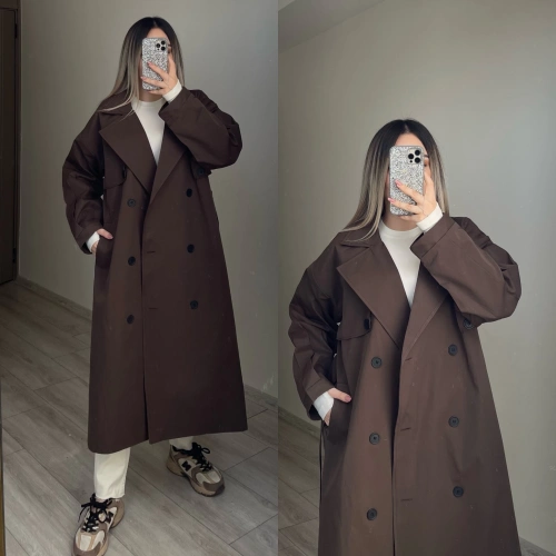 Mssimo Acı Kahve Oversize Trençkot