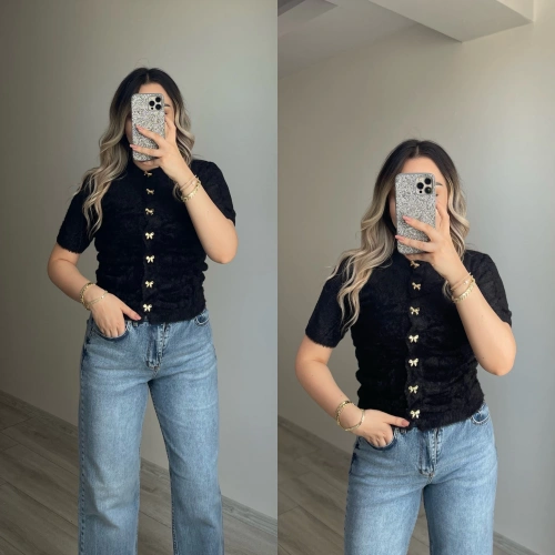 Kurdela Düğmeli Yumoş Hırka Siyah