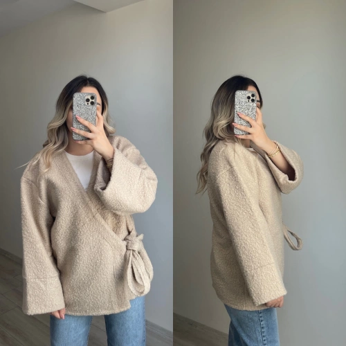 Teddy Kumaş Bej Kimono