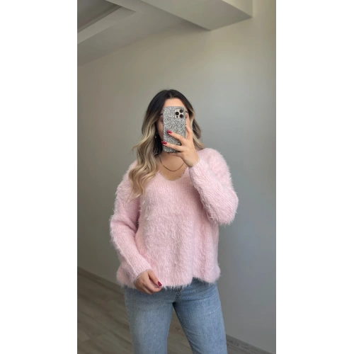 V Yaka Toz Pembe Sakallı Kazak