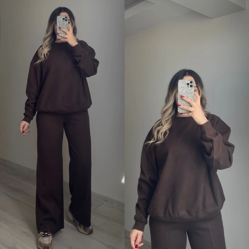 Acı Kahve Bisiklet Yaka Triko Takım