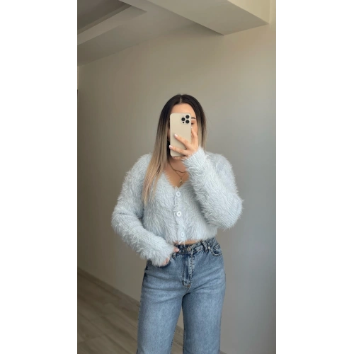 Sakallı Crop Kazak Bebe Mavi