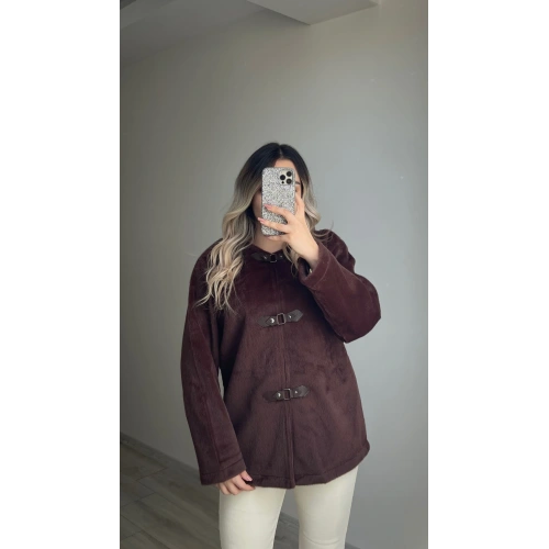 ZR Model Acı Kahve Peluş Ceket