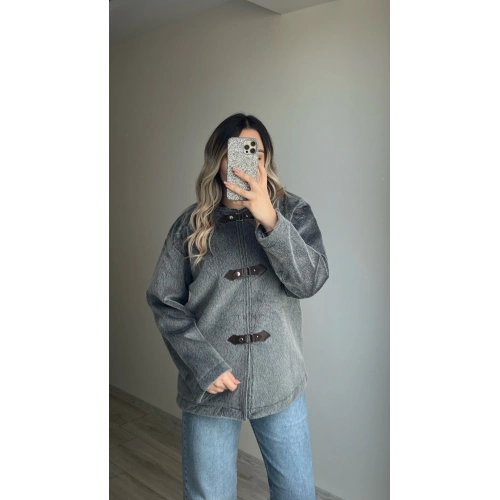 ZR Model Antrasit Peluş Ceket