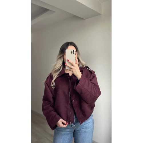 ZR Model Süet Bomber Ceket Bordo