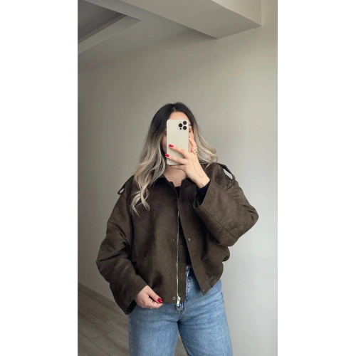ZR Model Süet Bomber Ceket Haki