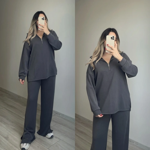 Oysh Yarım Fermuarlı Eşofman Takımı Antrasit