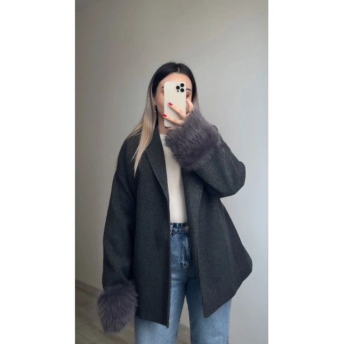 Kol Detay Kaşe Kaban Antrasit