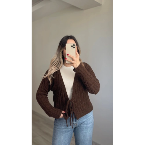 Örgü Yumoş Hırka Acı Kahve