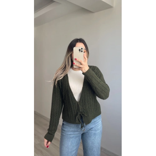 Örgü Yumoş Hırka Haki