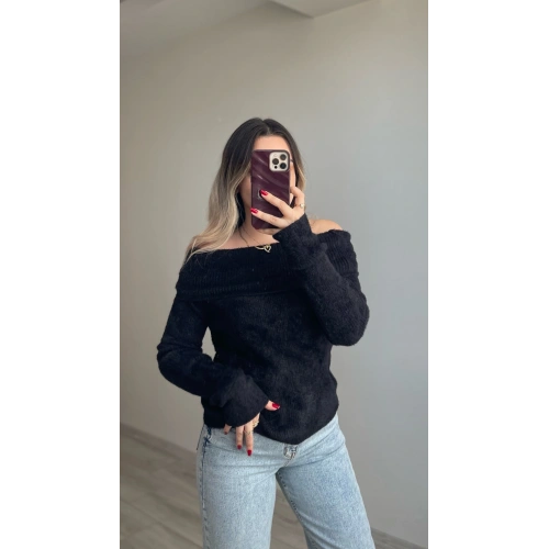 Madonna Yaka Sakallı Kazak Siyah