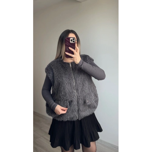 Antrasit Tüylü Yelek