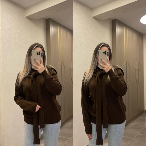 Acı Kahve Şallı Kazak