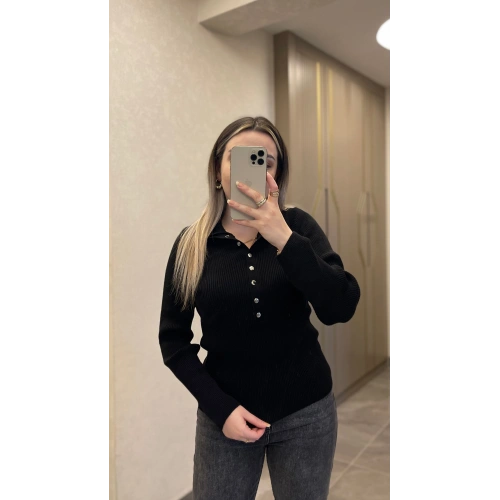 Siyah Çıtçıtlı Premium Triko