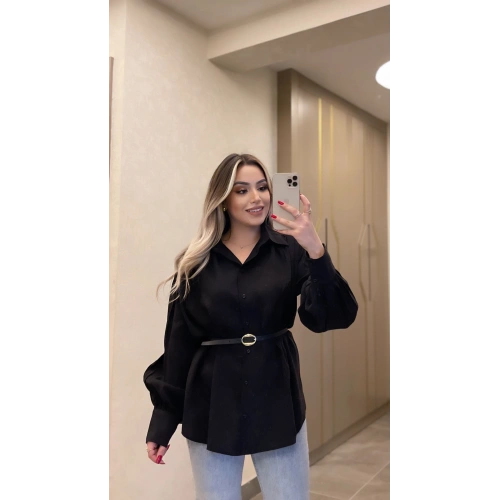 Siyah Kemerli Modal Gömlek