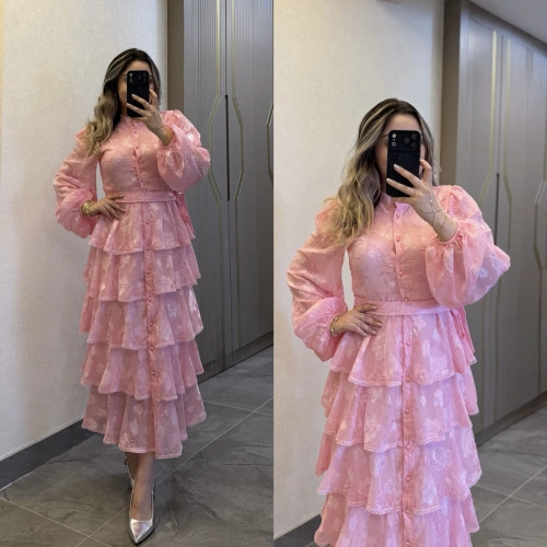 Katkatlı Pembe Elbise
