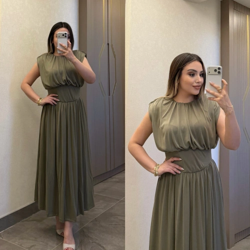 Haki Yeşil Modal Elbise