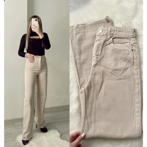 Bej Wide Leg Jean Zr