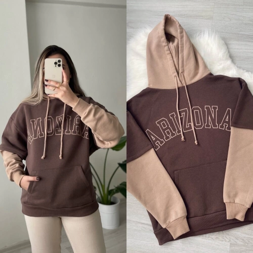 Kahve-Bej Şardonlu Sweatshirt