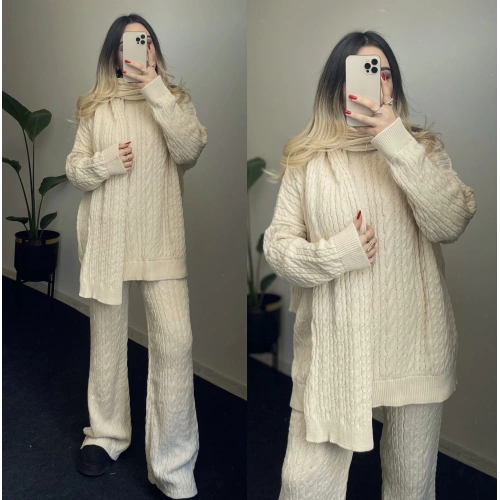 Örgü 3’lü Takım Ekru