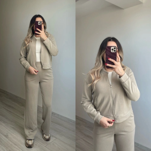 Oysh Bej Bomber Ceketli Eşofman Takımı