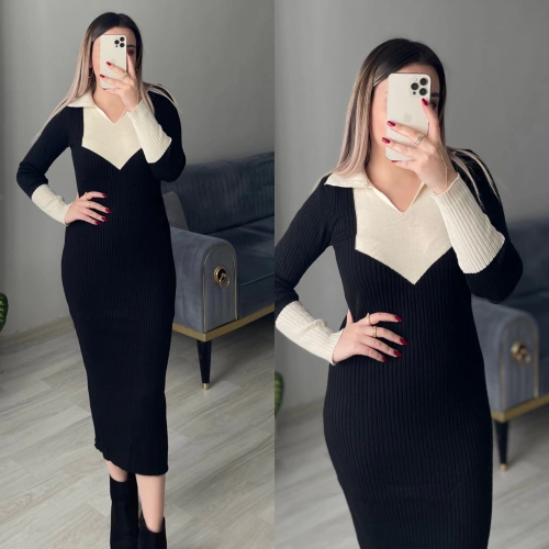 Polo Yaka Triko Elbise