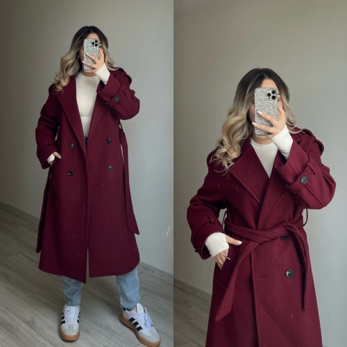 Premium Kaşe Kaban Bordo