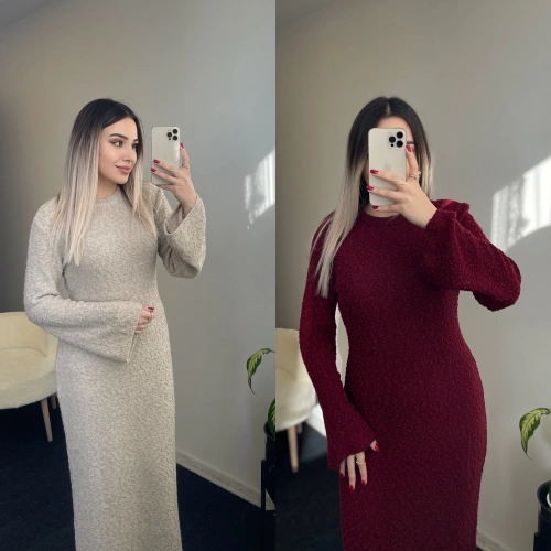 Tasarım Dokulu Triko Elbiseler