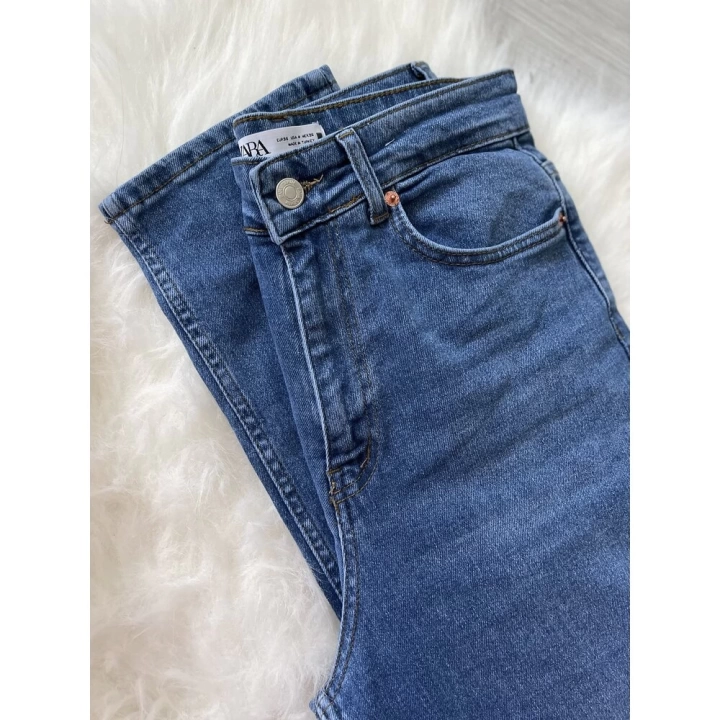 Mavi Likralı Mom Jean Zr