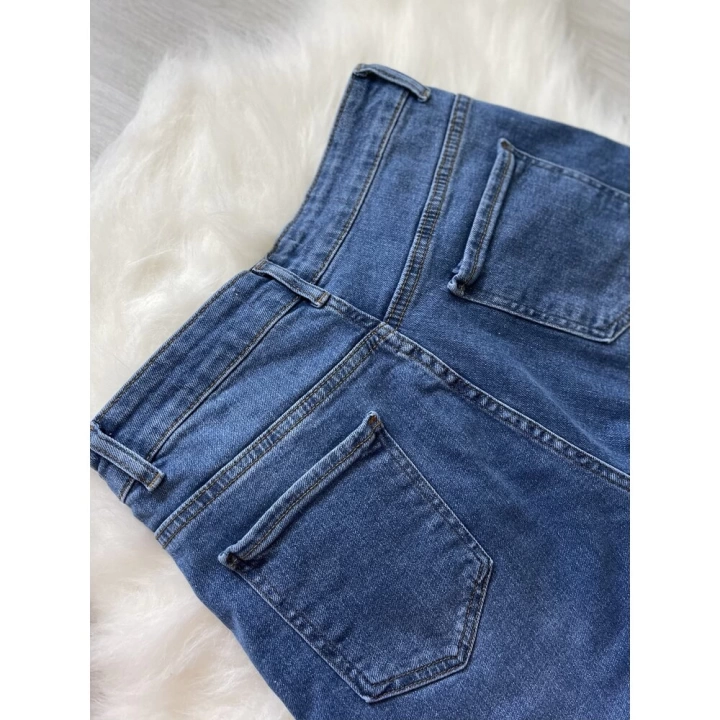 Mavi Likralı Mom Jean Zr