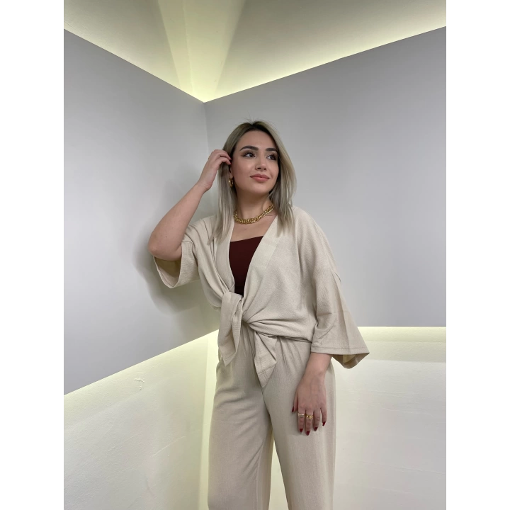 Bej Kimono Takım