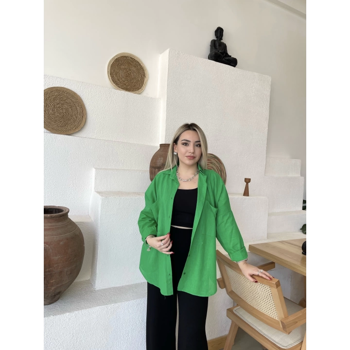 Yeşil Keten Gömlek
