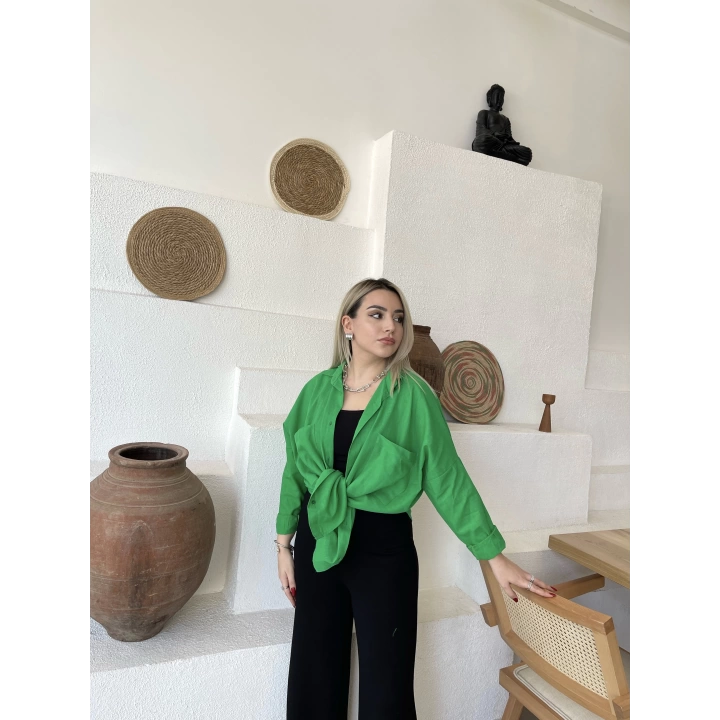Yeşil Keten Gömlek