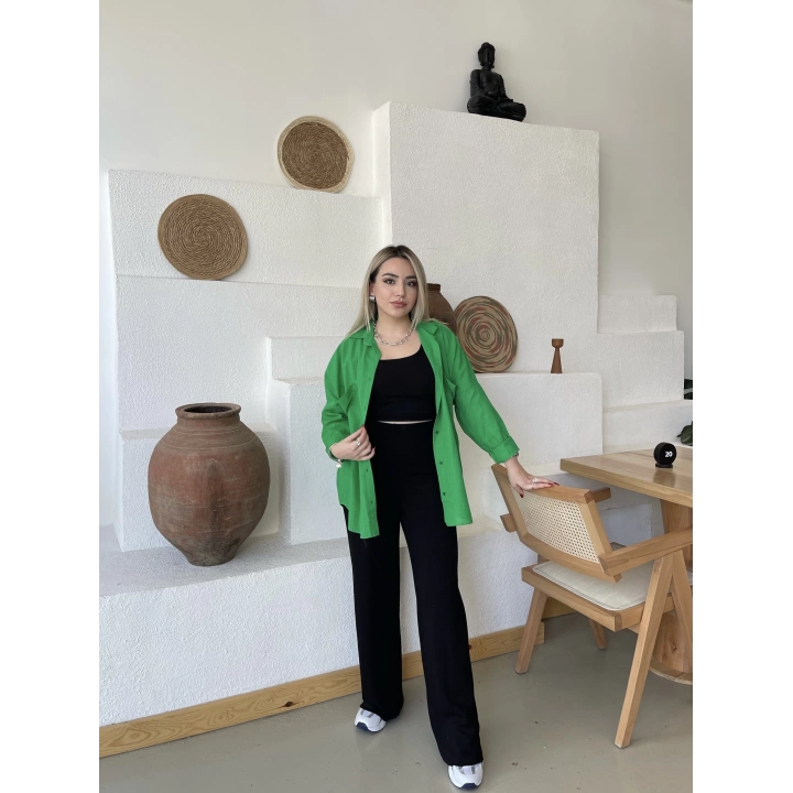 Oysh Modal Kumaş Siyah Ekstra Yüksek Bel Pantolon